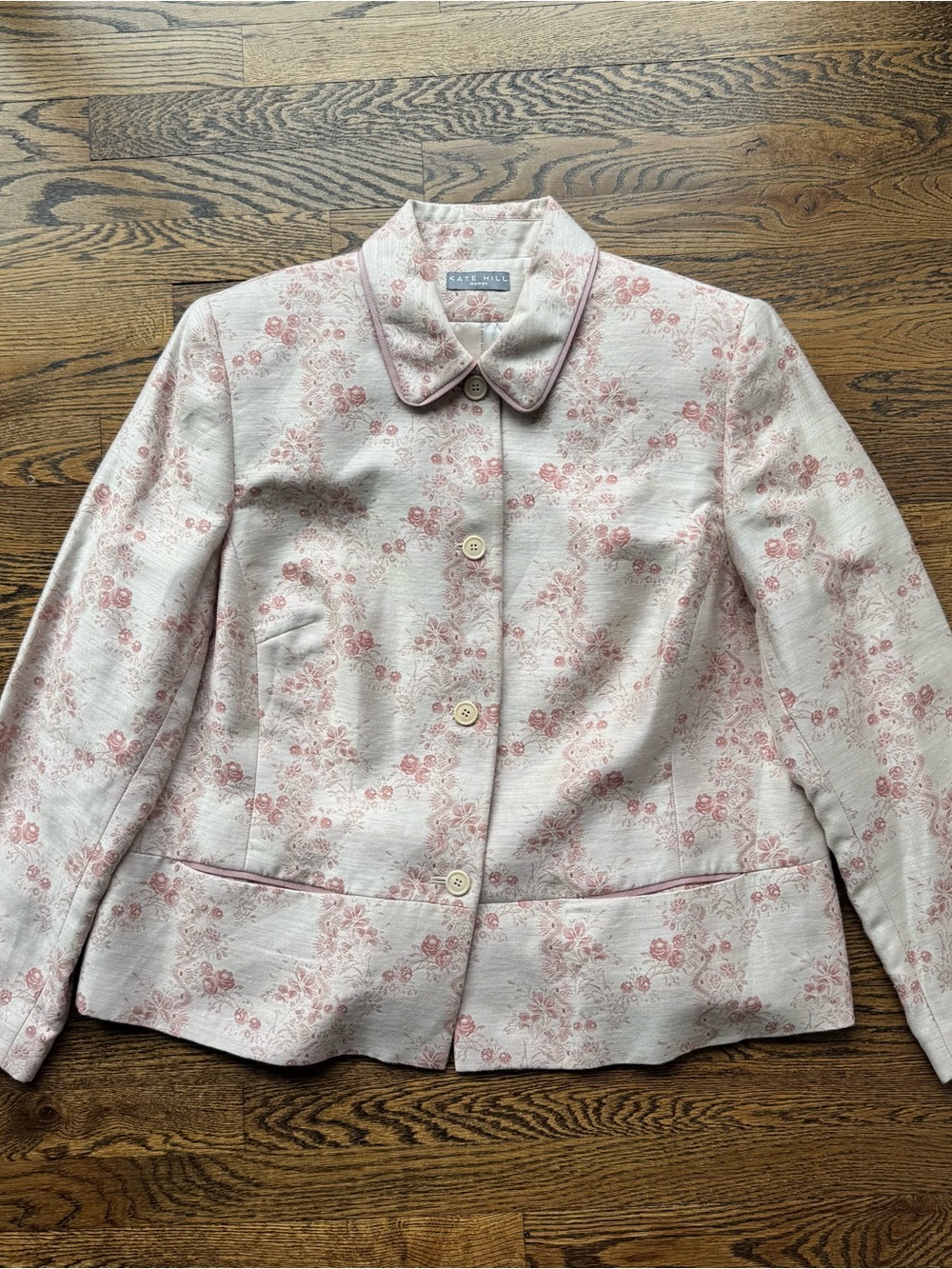 Kate Hill Pink Rose Floral Blazer Coquette Victorian Girly